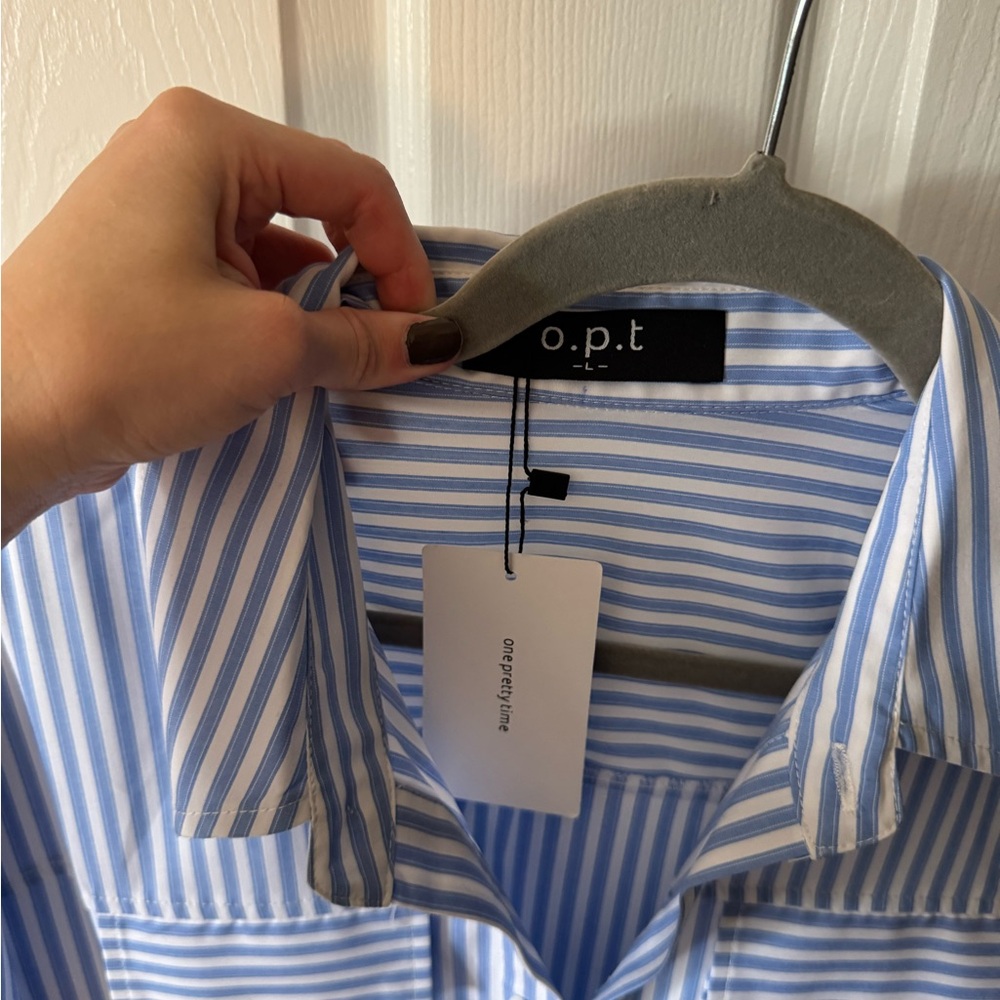 Opt Blue and White Striped Dress - Picture 2 of 4